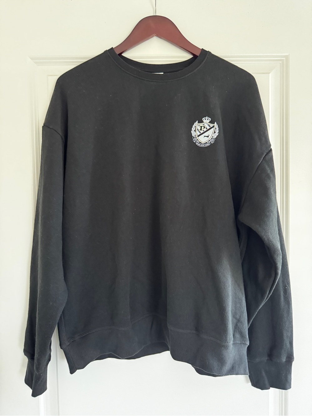 New V.S. PINK Blue Collegiate Logo Black Sweatshirt XL